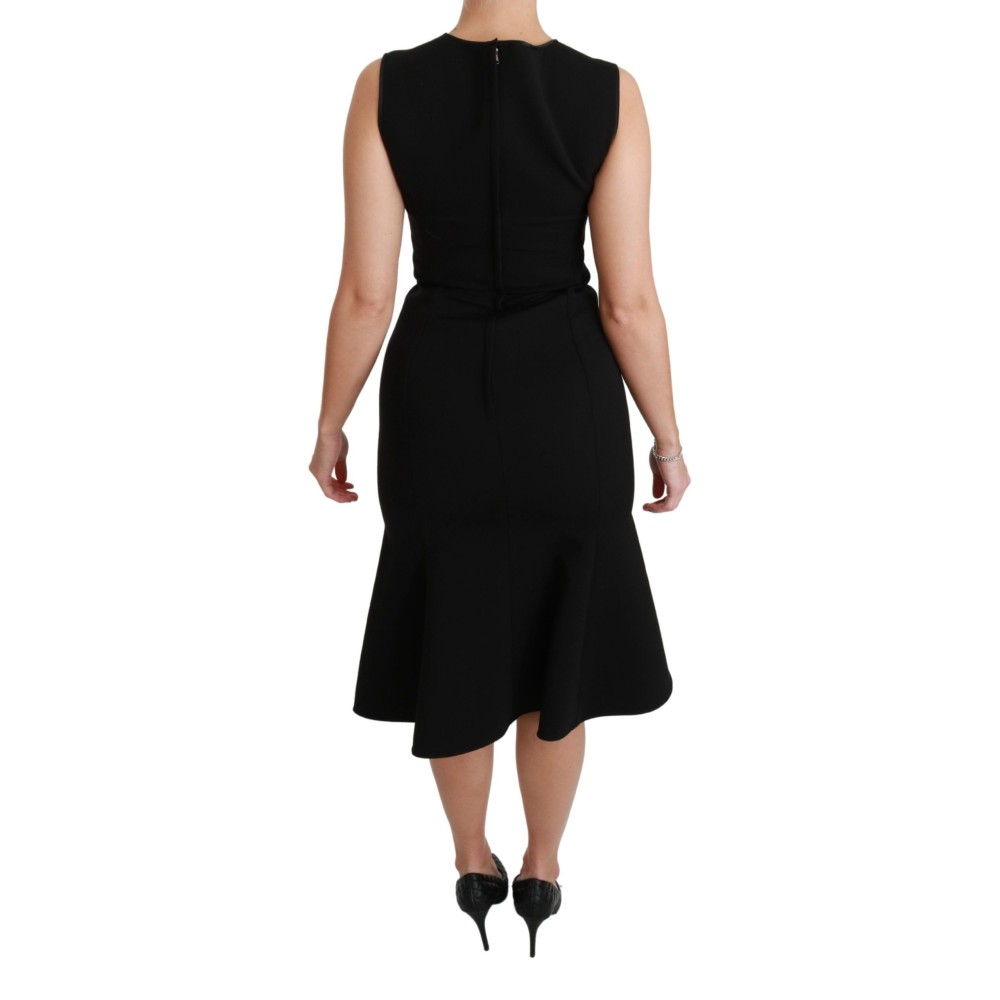 Dolce & Gabbana Elegantes Schwarzes Fit Flare Kleid aus Wollmischung