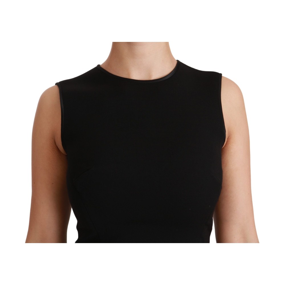 Dolce & Gabbana Elegantes Schwarzes Fit Flare Kleid aus Wollmischung