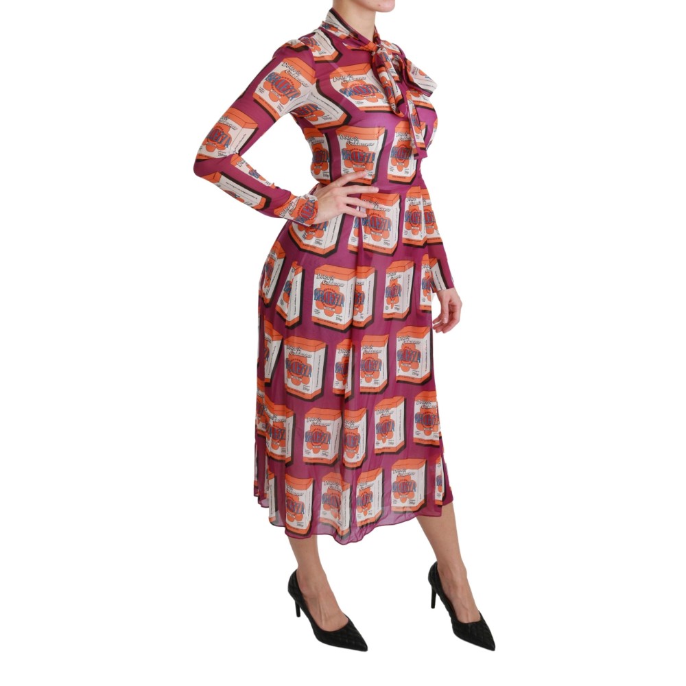 Dolce & Gabbana Elegantes Bellezza Print Maxikleid aus Seide