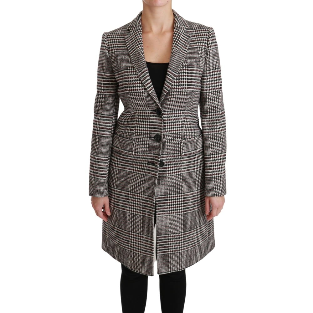 Dolce & Gabbana Elegante mehrfarbig karierte knielange Jacke Mantel