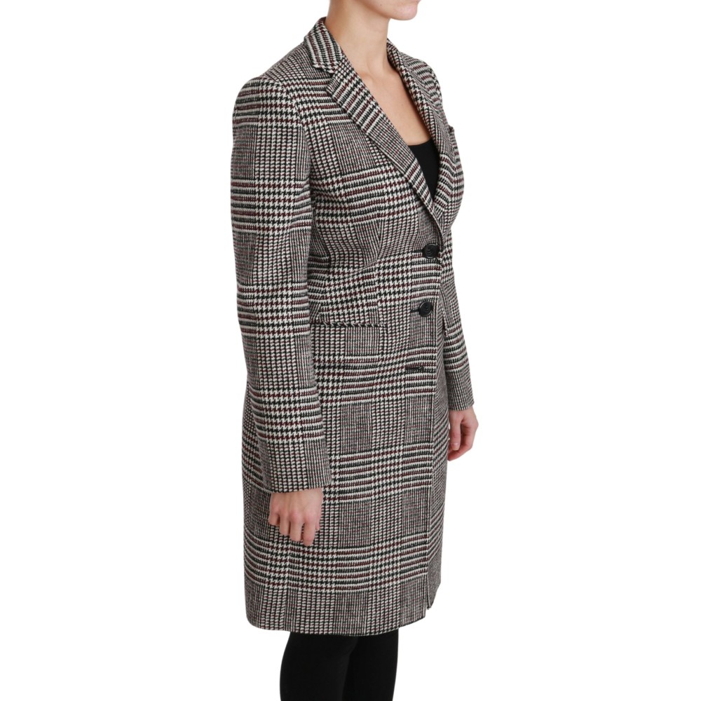 Dolce & Gabbana Elegante mehrfarbig karierte knielange Jacke Mantel