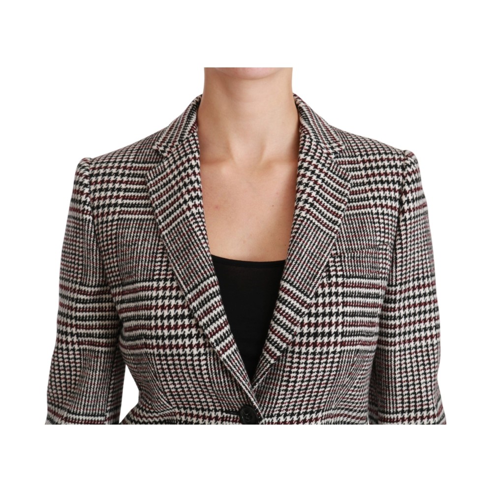 Dolce & Gabbana Elegante mehrfarbig karierte knielange Jacke Mantel