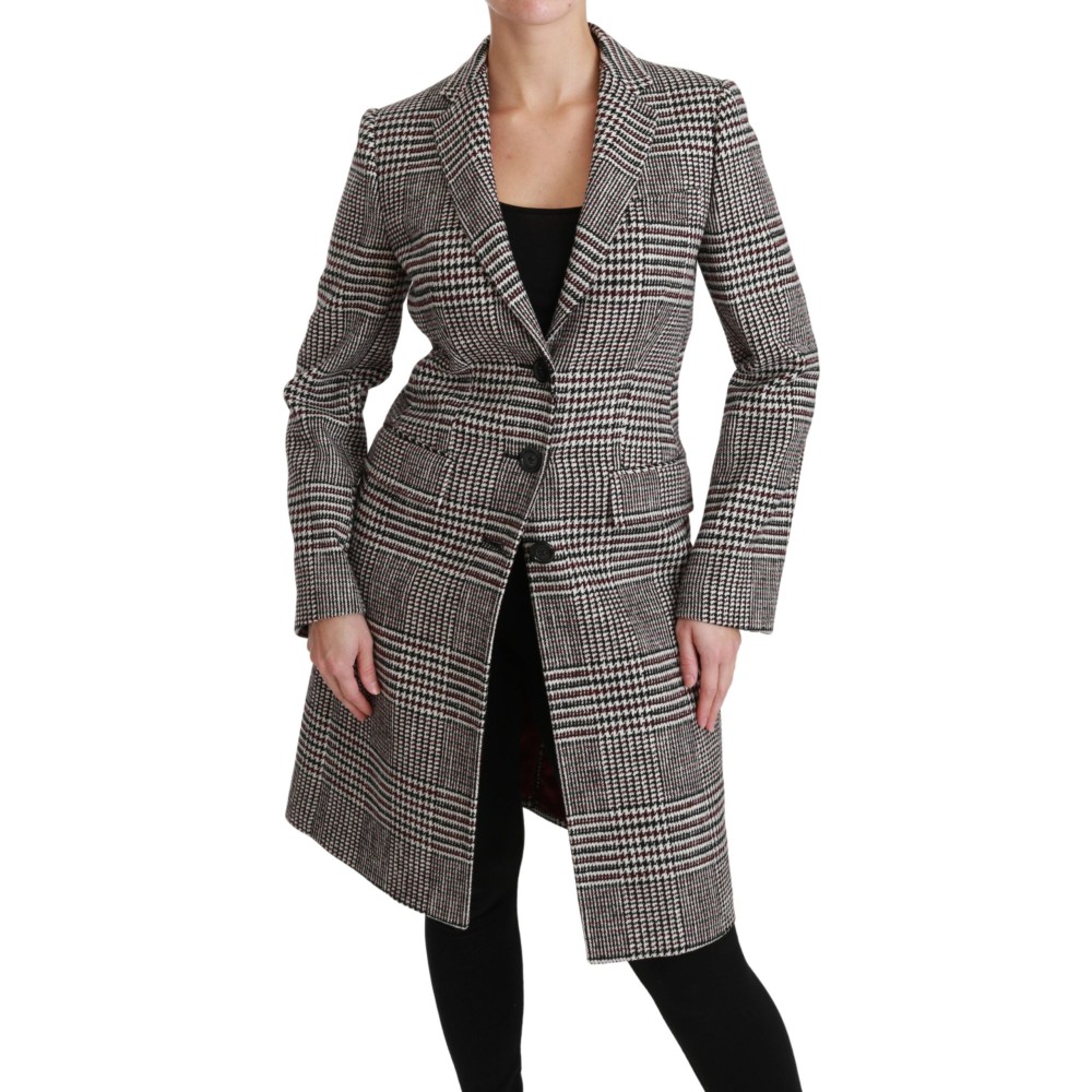 Dolce & Gabbana Elegante mehrfarbig karierte knielange Jacke Mantel