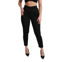 Dolce & Gabbana Elegante hochtaillierte Skinny-Hose aus schwarzem Brokat