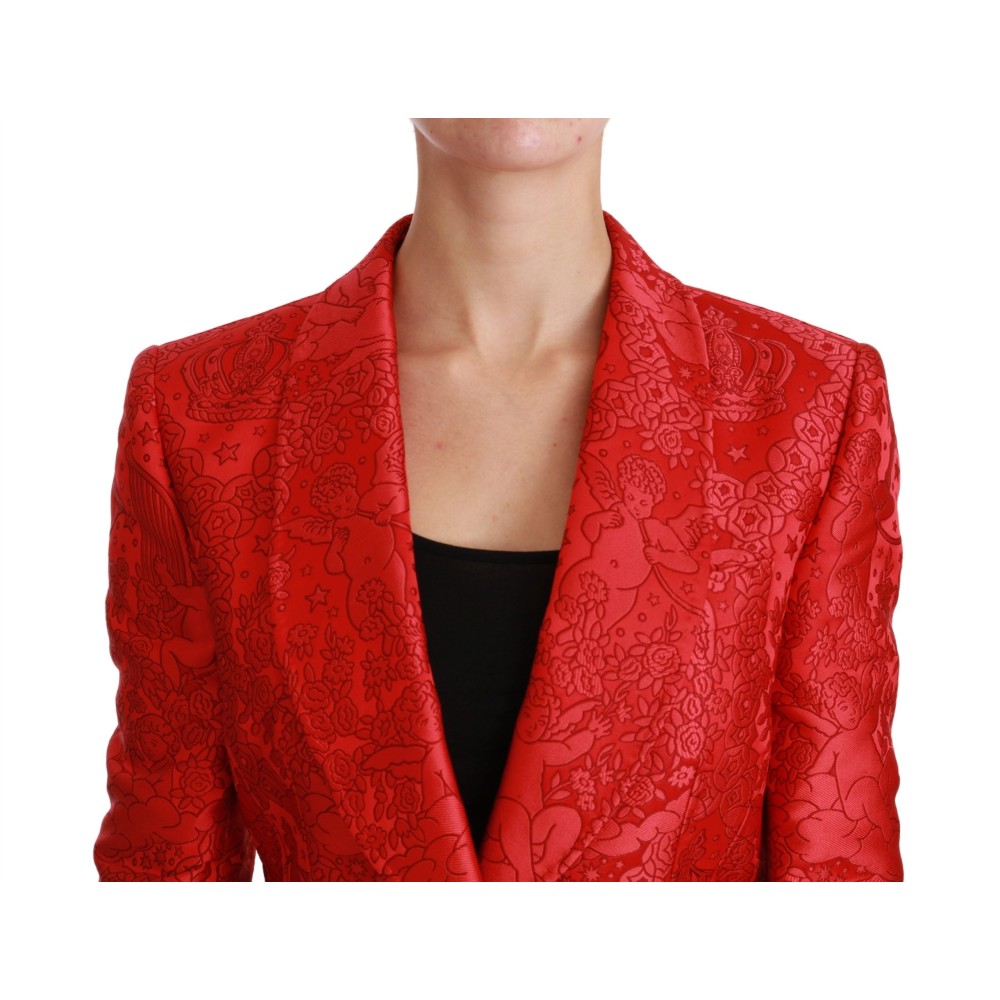 Dolce & Gabbana Roter geblümter Blazer mit Engelsmuster