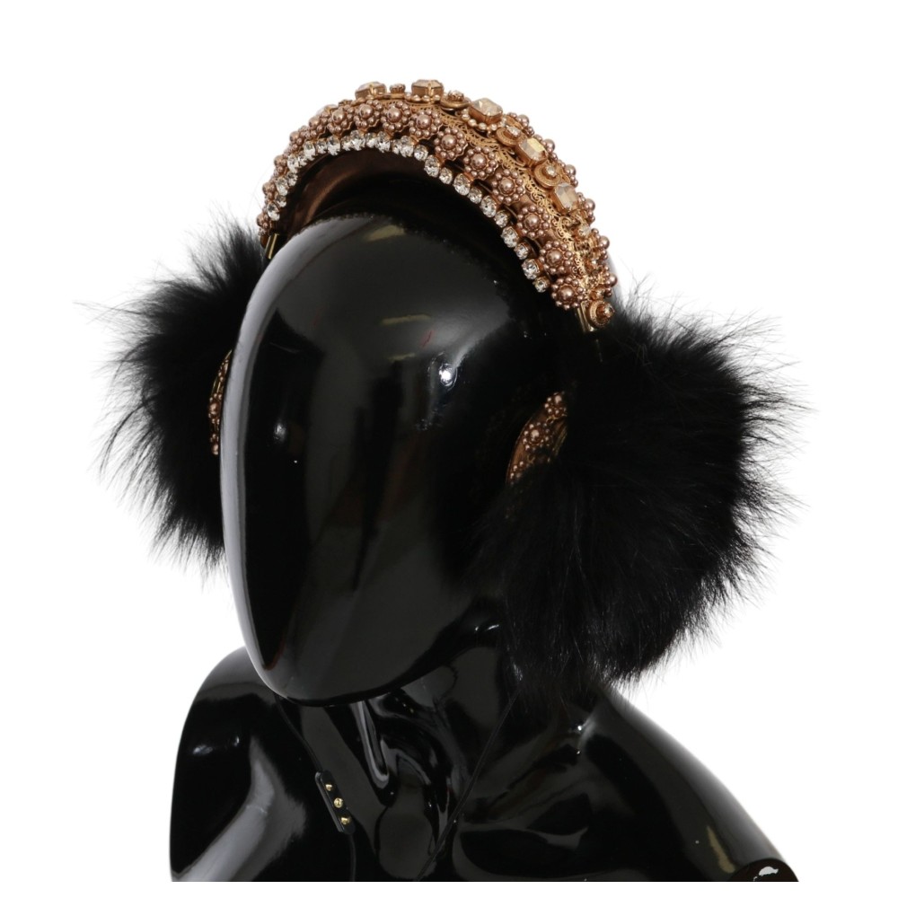 Dolce & Gabbana Kopfhörer mit Gold-Schwarz-Kristall-Verzierung