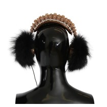 Dolce & Gabbana Kopfhörer mit Gold-Schwarz-Kristall-Verzierung