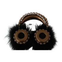Dolce & Gabbana Kopfhörer mit Gold-Schwarz-Kristall-Verzierung