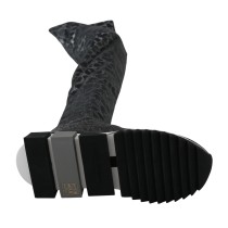 Dolce & Gabbana Elegante Leoparden-Stiefeletten über dem Knie Schuhe