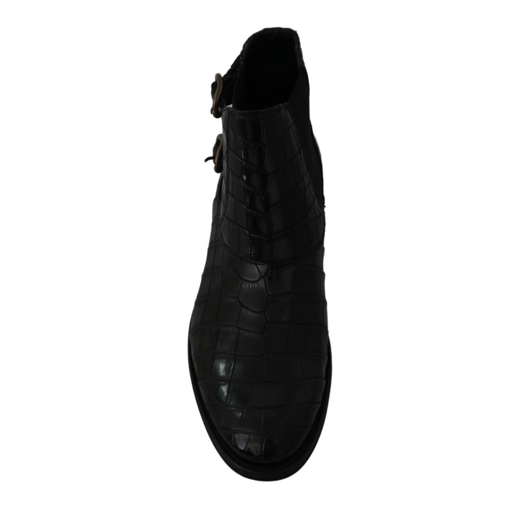 Dolce & Gabbana Elegante Derby Brogue-Stiefel aus exotischem Leder