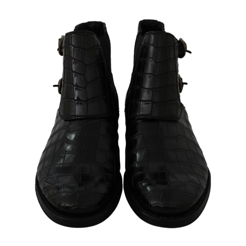 Dolce & Gabbana Elegante Derby Brogue-Stiefel aus exotischem Leder
