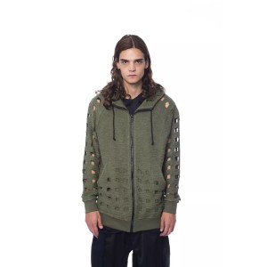 Nicolo Tonetto Army Baumwoll-Pullover für Männer mit Zip-Verschluss