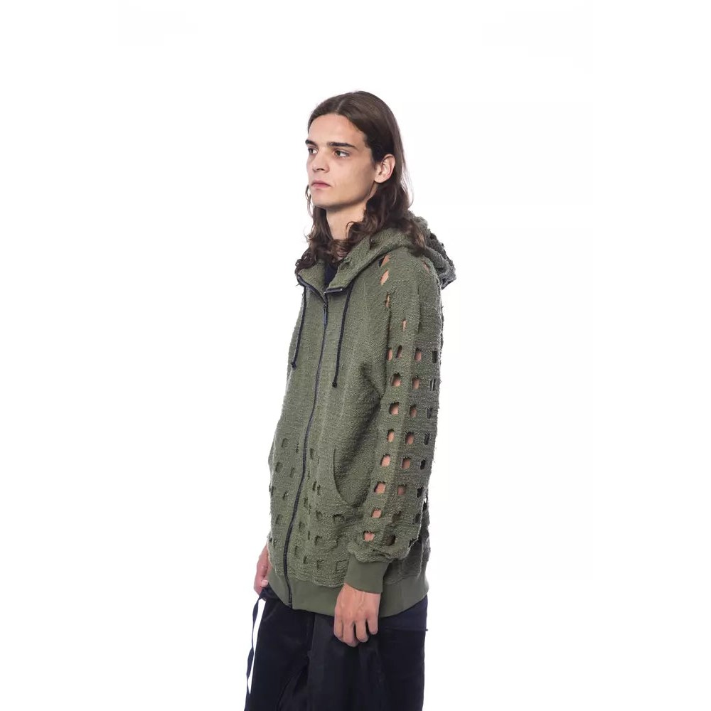 Nicolo Tonetto Army Baumwoll-Pullover für Männer mit Zip-Verschluss