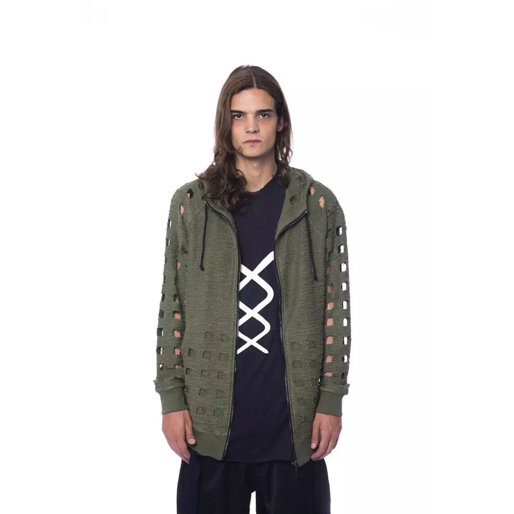 Nicolo Tonetto Army Baumwoll-Pullover für Männer mit Zip-Verschluss