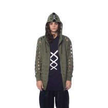 Nicolo Tonetto Army Baumwoll-Pullover für Männer mit Zip-Verschluss