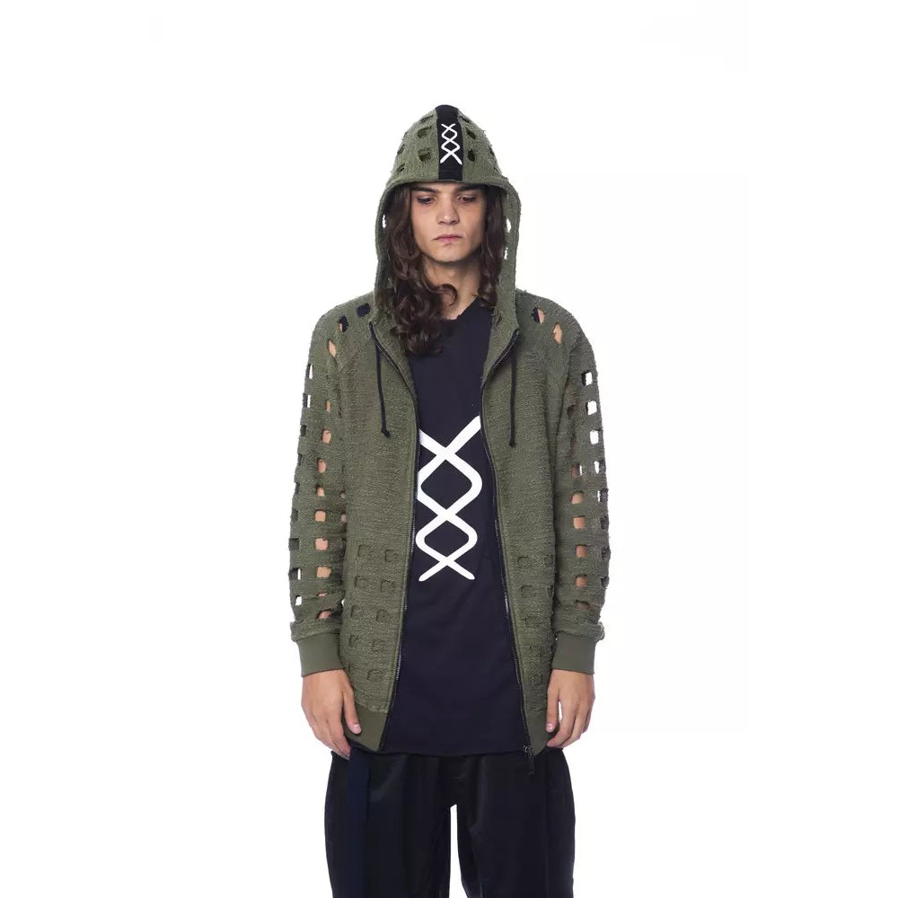 Nicolo Tonetto Army Baumwoll-Pullover für Männer mit Zip-Verschluss