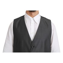 Dolce & Gabbana Elegantes Graues Wollmischung Kleid Weste