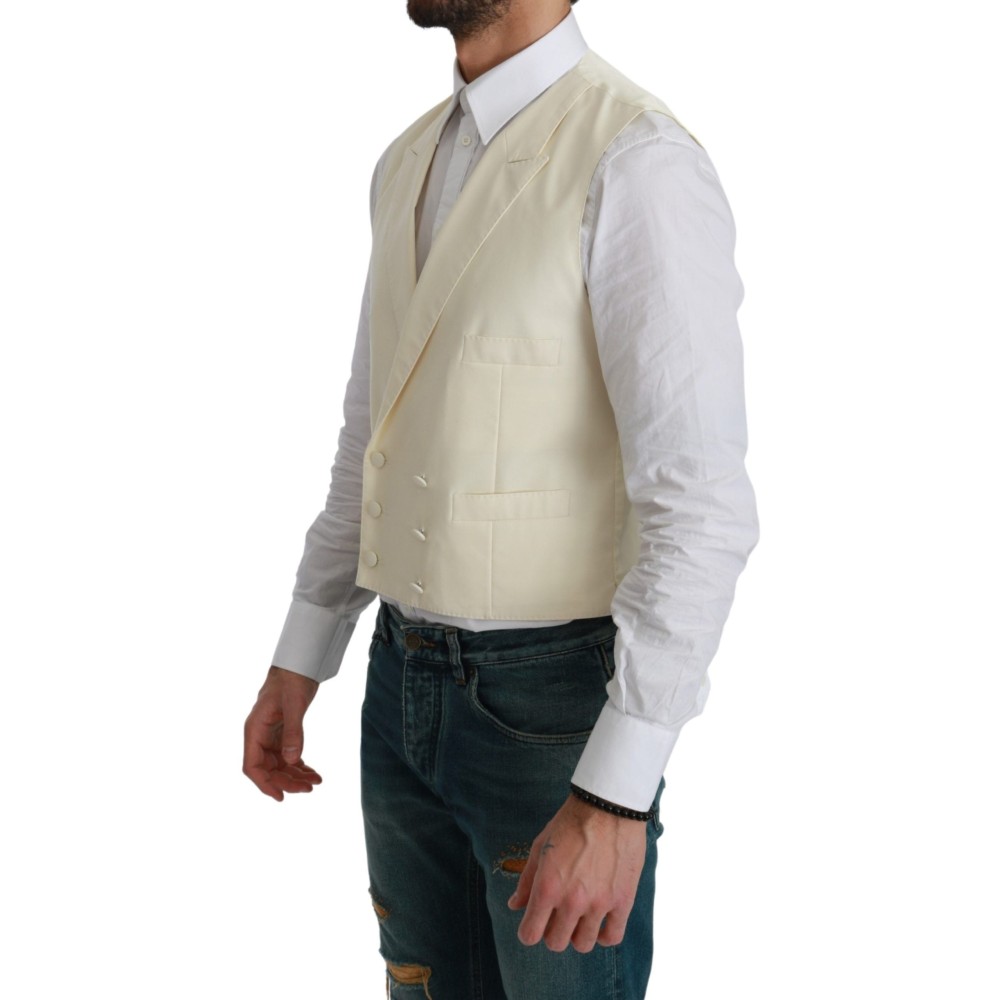 Dolce & Gabbana Elegantes cremefarbenes Wollkleid Vest