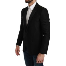 Dolce & Gabbana Eleganter schwarzer gepunkteter Blazer aus einer Wollmischung