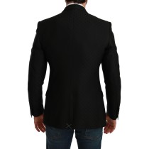 Dolce & Gabbana Eleganter schwarzer gepunkteter Blazer aus einer Wollmischung