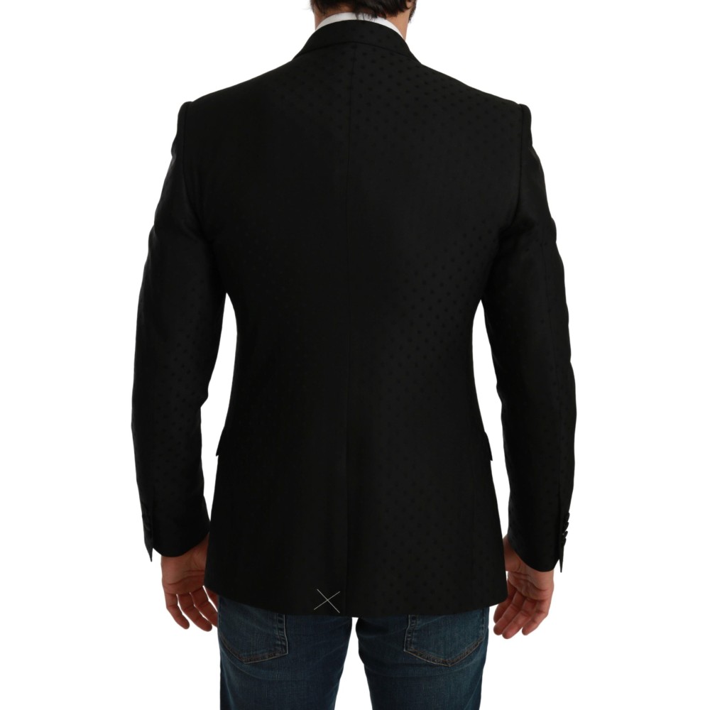 Dolce & Gabbana Eleganter schwarzer gepunkteter Blazer aus einer Wollmischung