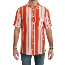 Dolce & Gabbana Elegantes gestreiftes Seidenhemd - Weiß & Orange
