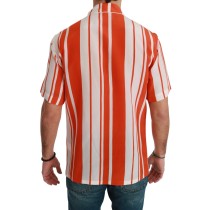 Dolce & Gabbana Elegantes gestreiftes Seidenhemd - Weiß & Orange