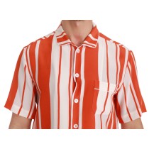 Dolce & Gabbana Elegantes gestreiftes Seidenhemd - Weiß & Orange