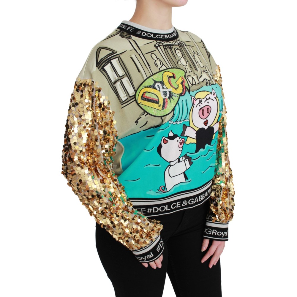 Dolce & Gabbana Schicker Pullover mit Multicolor-Motiven und Pailletten