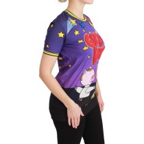 Dolce & Gabbana Elegantes Motiv-T-Shirt mit Rundhalsausschnitt in Violett