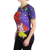 Dolce & Gabbana Elegantes Motiv-T-Shirt mit Rundhalsausschnitt in Violett