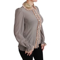 Dolce & Gabbana Elegantes Hemd mit Paillettenkragen aus Seidenmischung