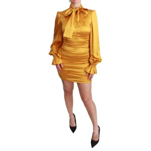 Dolce & Gabbana Strahlend gelbes Seiden-Bodycon-Minikleid