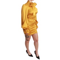 Dolce & Gabbana Strahlend gelbes Seiden-Bodycon-Minikleid