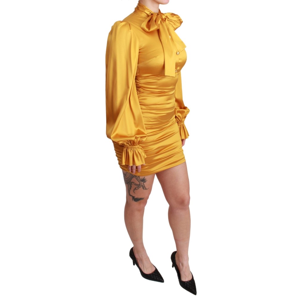 Dolce & Gabbana Strahlend gelbes Seiden-Bodycon-Minikleid
