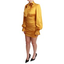Dolce & Gabbana Strahlend gelbes Seiden-Bodycon-Minikleid