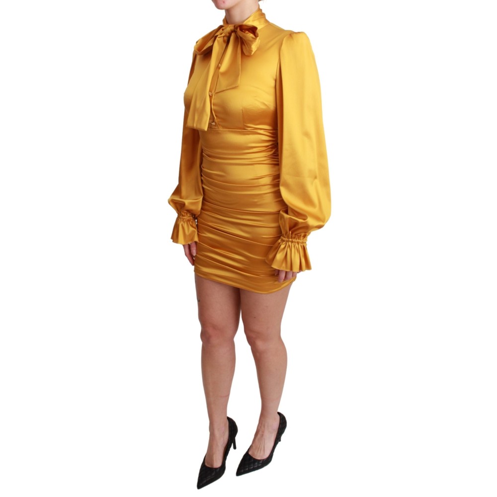 Dolce & Gabbana Strahlend gelbes Seiden-Bodycon-Minikleid