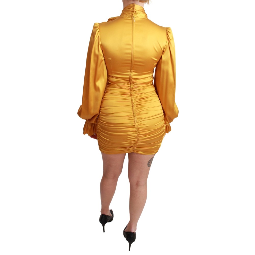 Dolce & Gabbana Strahlend gelbes Seiden-Bodycon-Minikleid