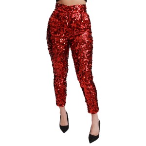 Dolce & Gabbana Elegante Rote Hose mit hoher Taille