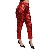 Dolce & Gabbana Elegante Rote Hose mit hoher Taille