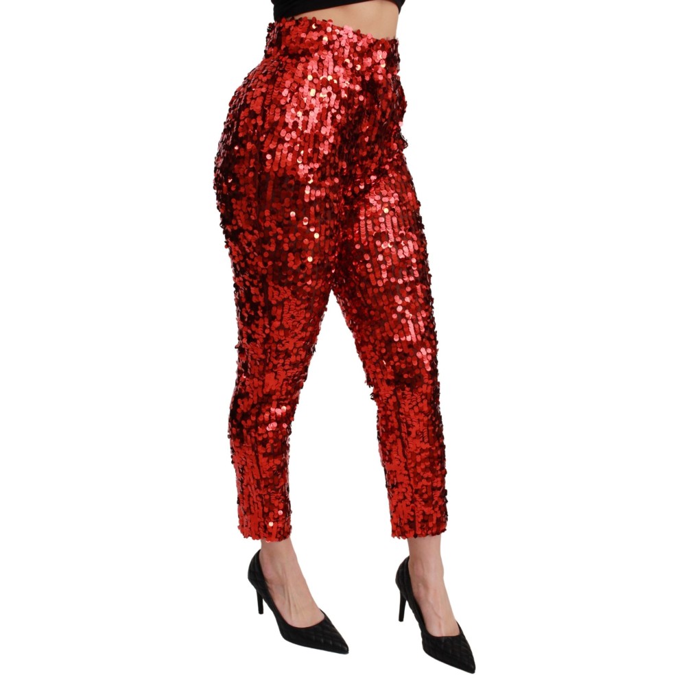 Dolce & Gabbana Elegante Rote Hose mit hoher Taille