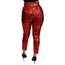 Dolce & Gabbana Elegante Rote Hose mit hoher Taille