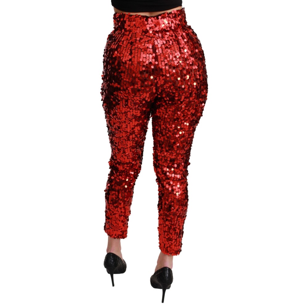 Dolce & Gabbana Elegante Rote Hose mit hoher Taille