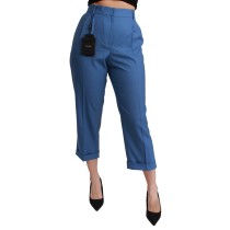 Dolce & Gabbana Elegante plissierte Hose aus Wolle mit Bündchen