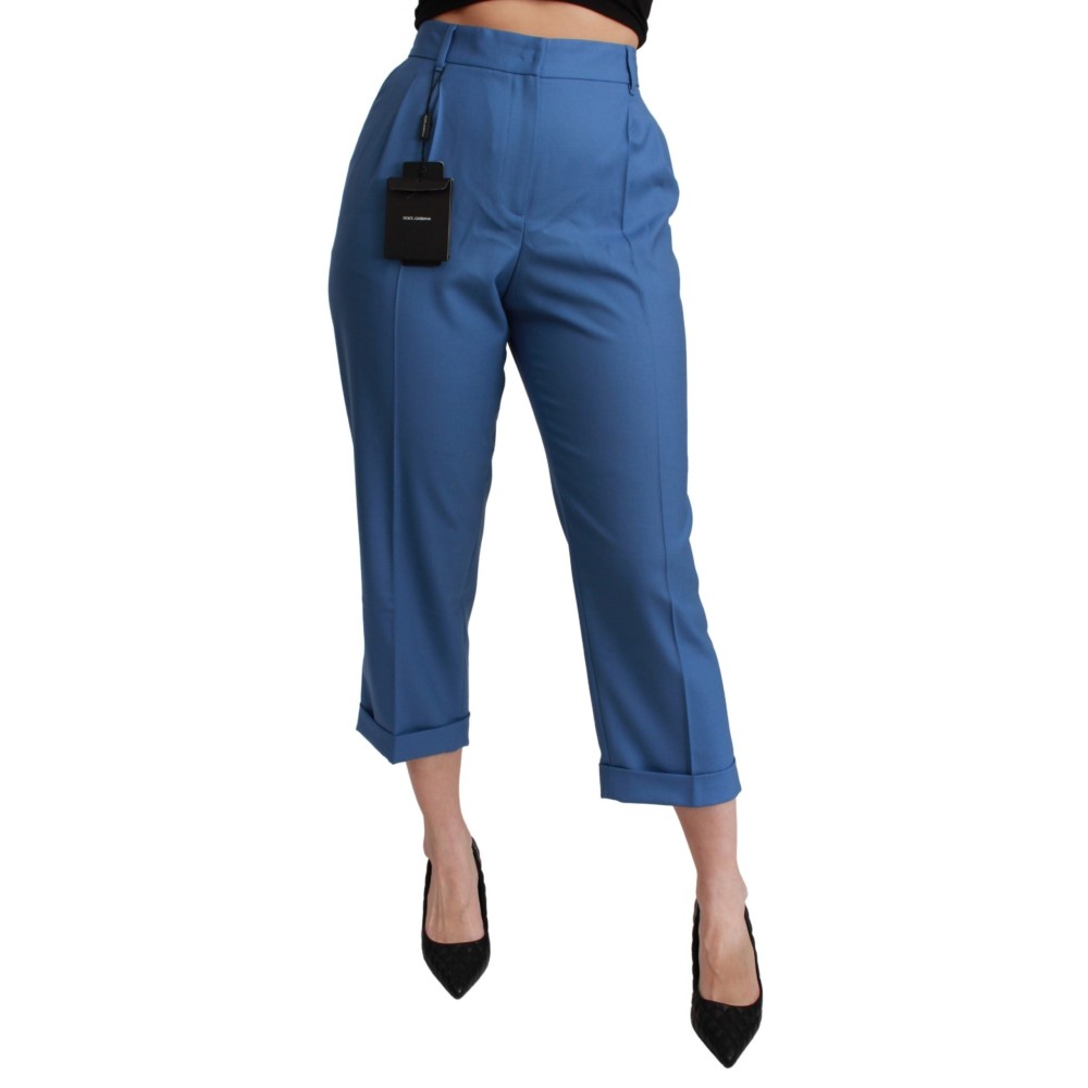Dolce & Gabbana Elegante plissierte Hose aus Wolle mit Bündchen