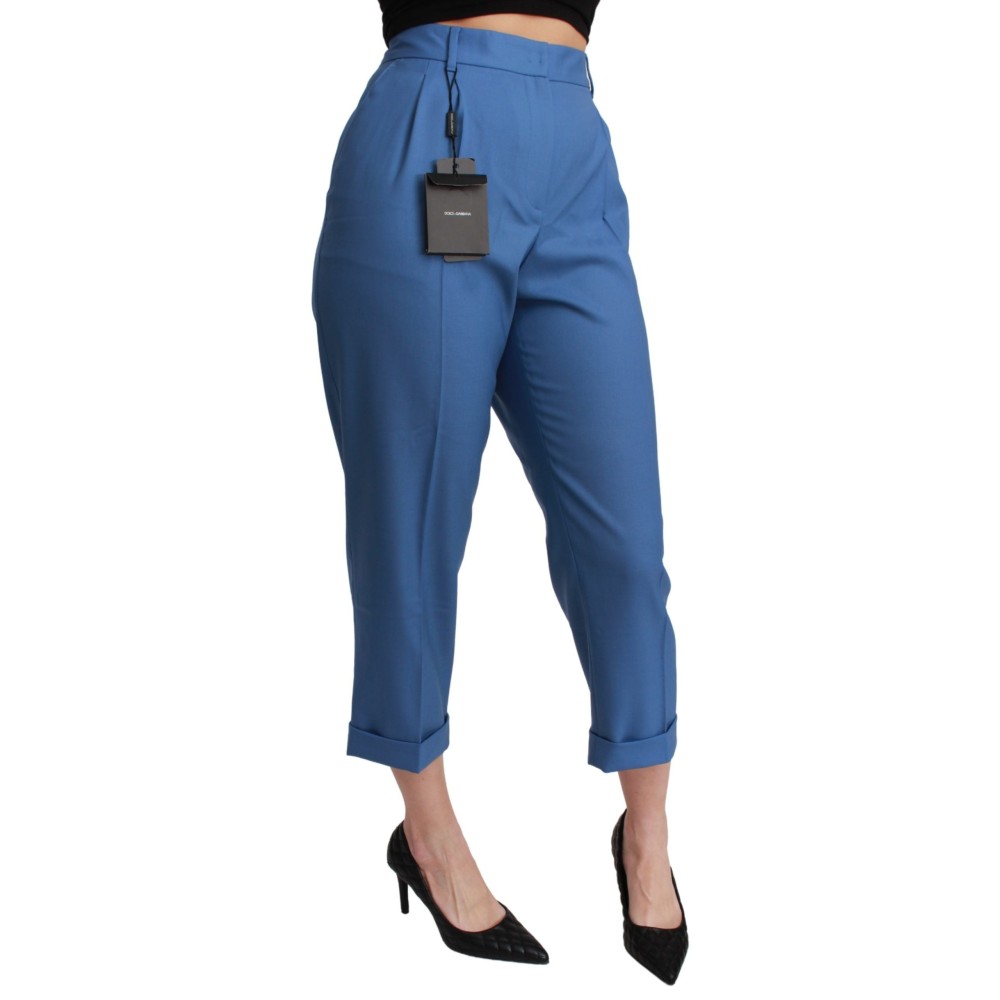 Dolce & Gabbana Elegante plissierte Hose aus Wolle mit Bündchen