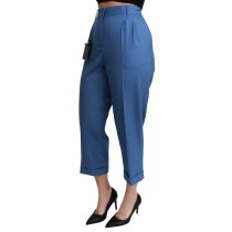 Dolce & Gabbana Elegante plissierte Hose aus Wolle mit Bündchen