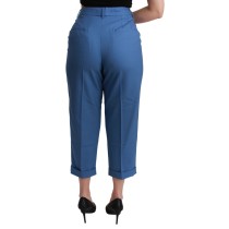 Dolce & Gabbana Elegante plissierte Hose aus Wolle mit Bündchen