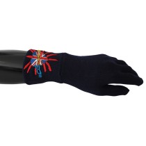 Dolce & Gabbana Blaue Unisex-Handschuhe aus Schurwolle