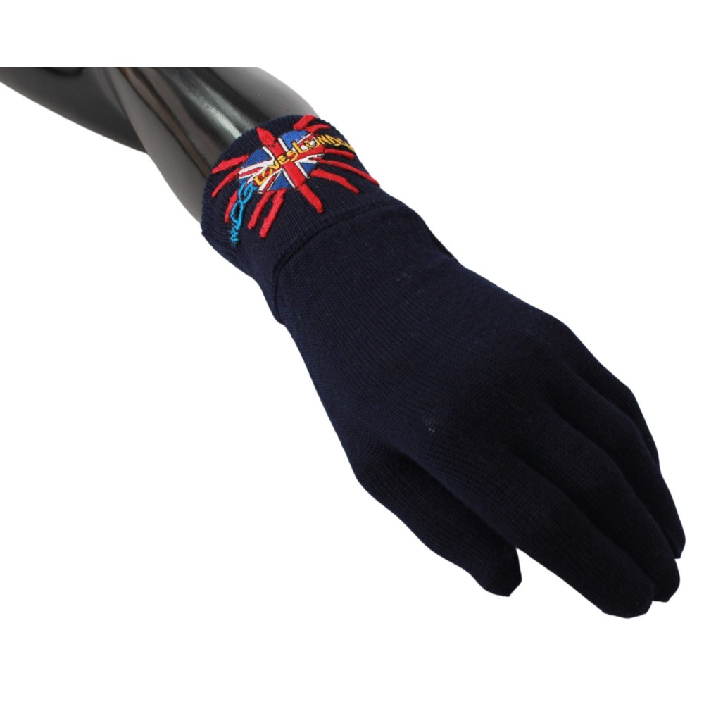 Dolce & Gabbana Blaue Unisex-Handschuhe aus Schurwolle